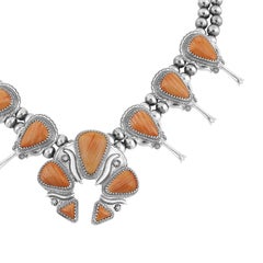 American West Sterling Silver Naja Squash Blossom Necklace, 21 to 24 Inches