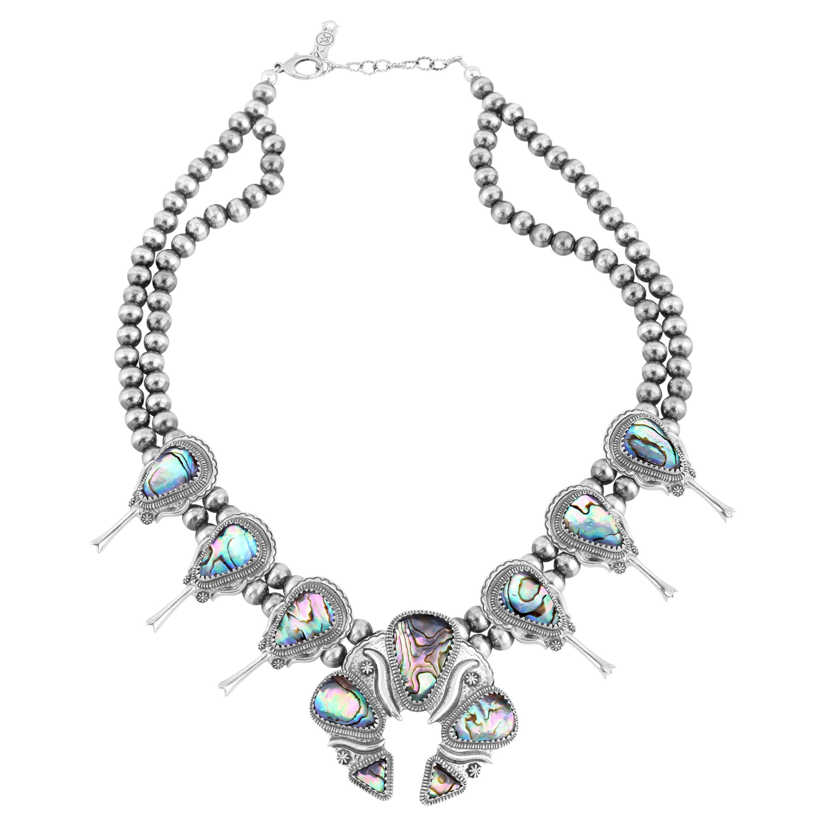 American West Sterling Silver Naja Squash Blossom Necklace, 21 to 24 Inches