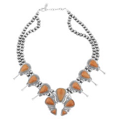American West Sterling Silver Naja Squash Blossom Necklace, 21 to 24 Inches