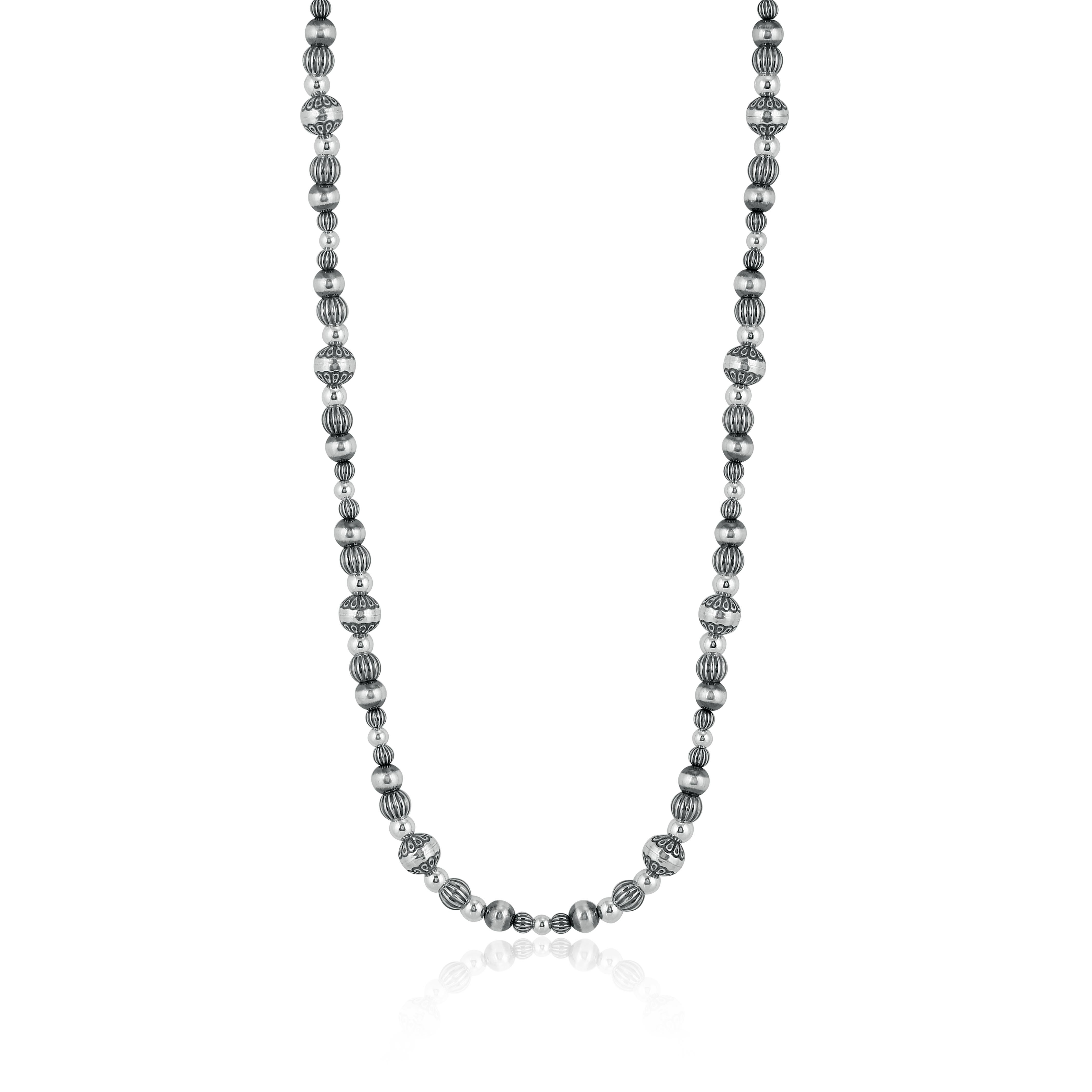 Nativo americano Collana con perline miste in argento Sterling American West, 20