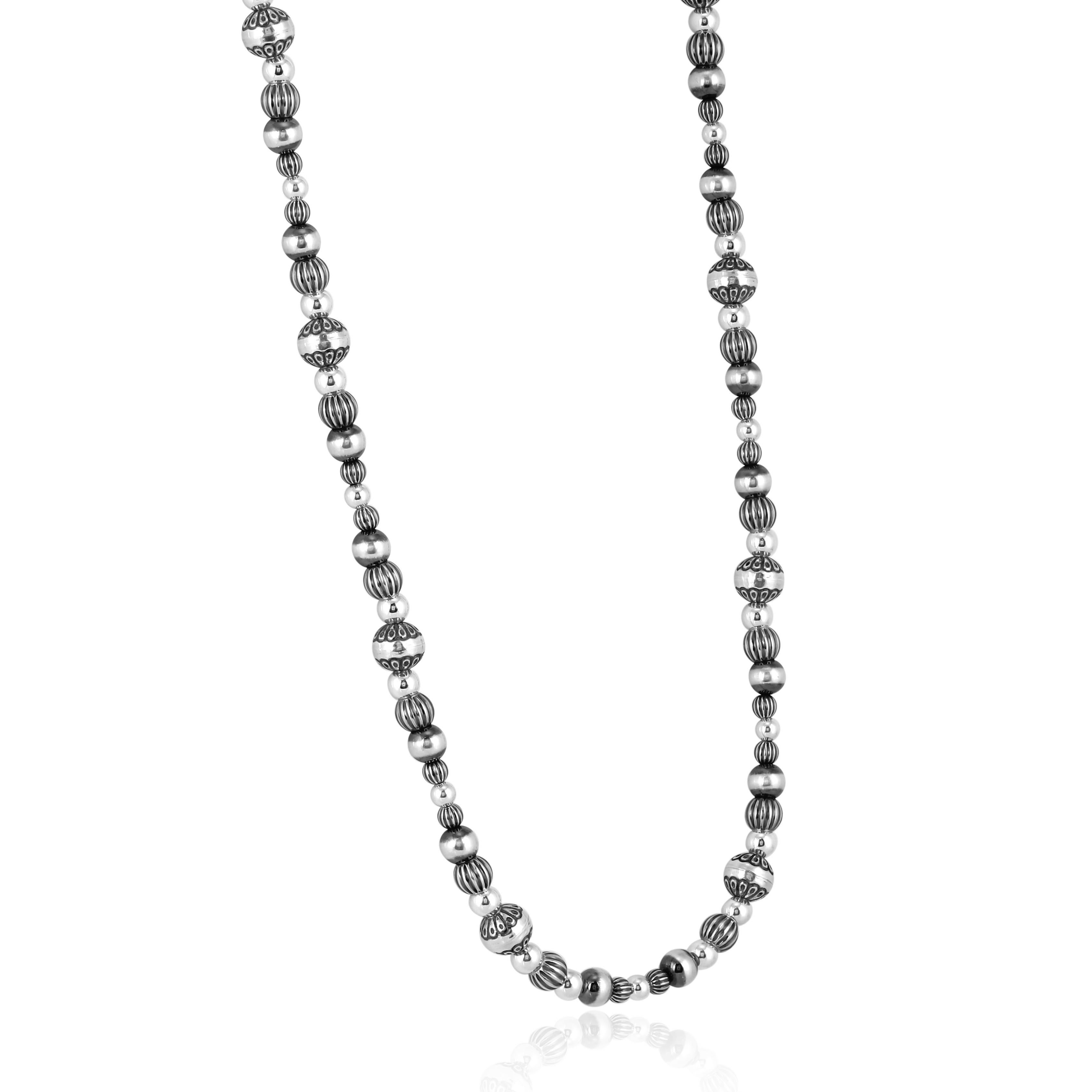 Collana con perline miste in argento Sterling American West, 20