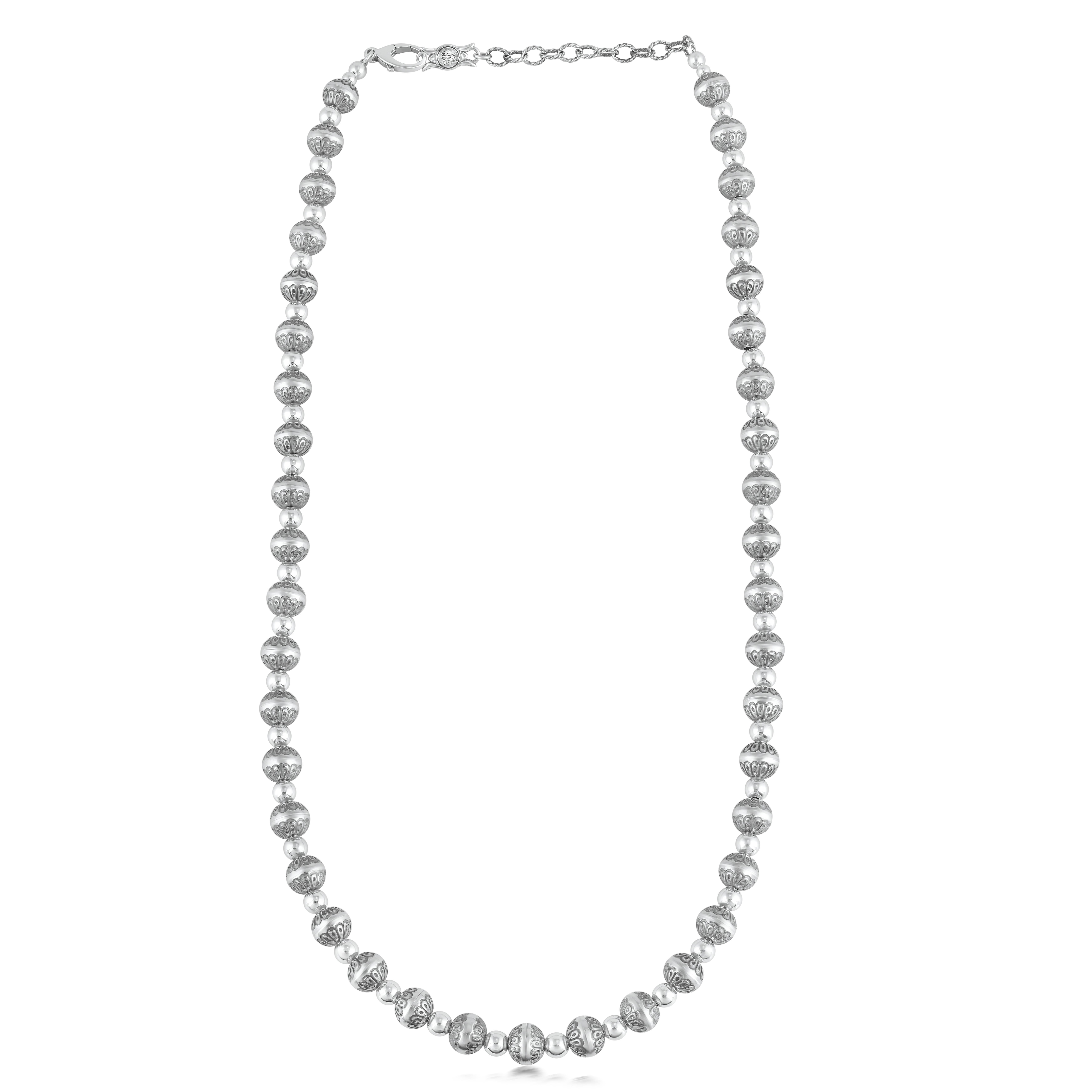 AMerican West Sterling Silver Native Pearl Bead Necklace, 24 to 27 Inches For Sale