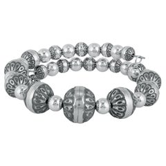 American West Sterling Silver Native Pearl Coil Wrap Bracelet One Size Fits Most