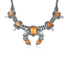 American West Sterling Silver Orange Spiny Oyster Necklace, 17 to 20 Inches