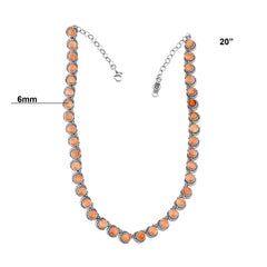 American West Sterling Silver Orange Spiny Oyster Round Cabochon Necklace