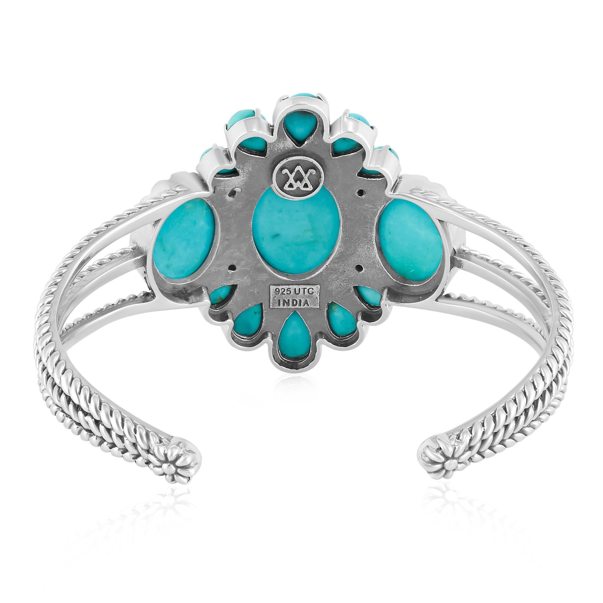 Taglio ovale Bracciale in argento Sterling American West con turchese Kingman ovale e a pera in vendita