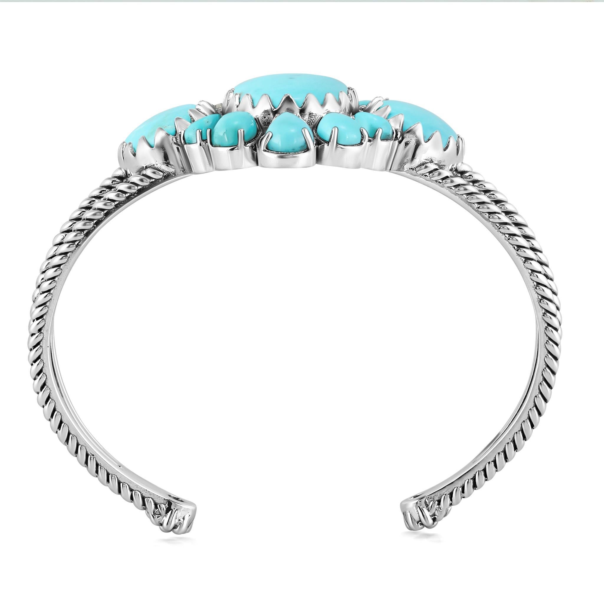 Bracciale in argento Sterling American West con turchese Kingman ovale e a pera In condizioni Nuovo in vendita a New York, NY