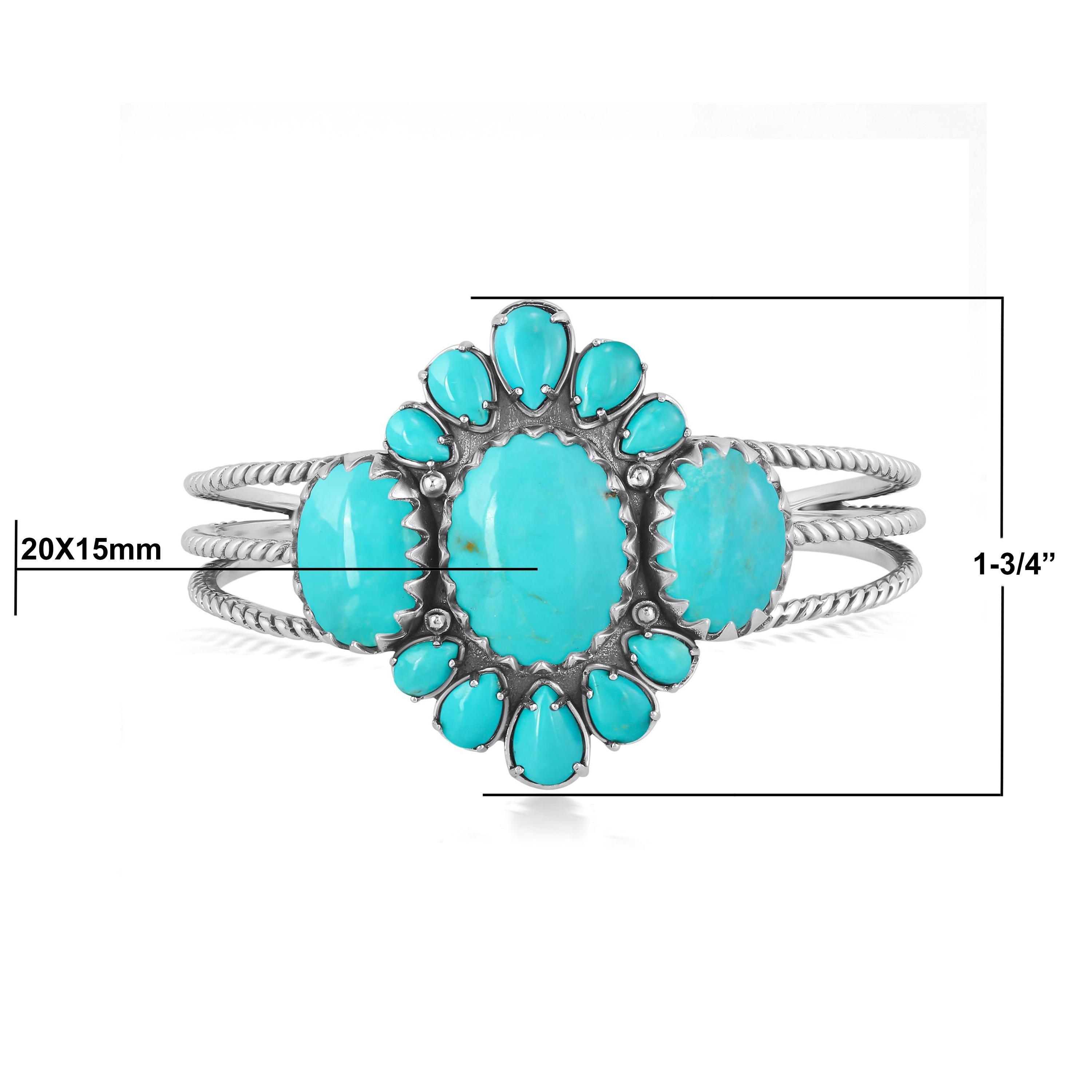 Donna Bracciale in argento Sterling American West con turchese Kingman ovale e a pera in vendita
