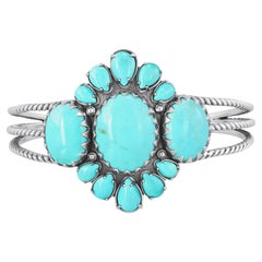 Bracciale in argento Sterling American West con turchese Kingman ovale e a pera