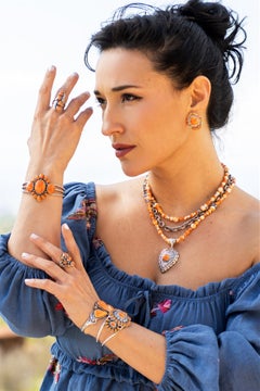 American West Sterling Silver Oval and Pear Oyster Cuff Bracelet Small to Large