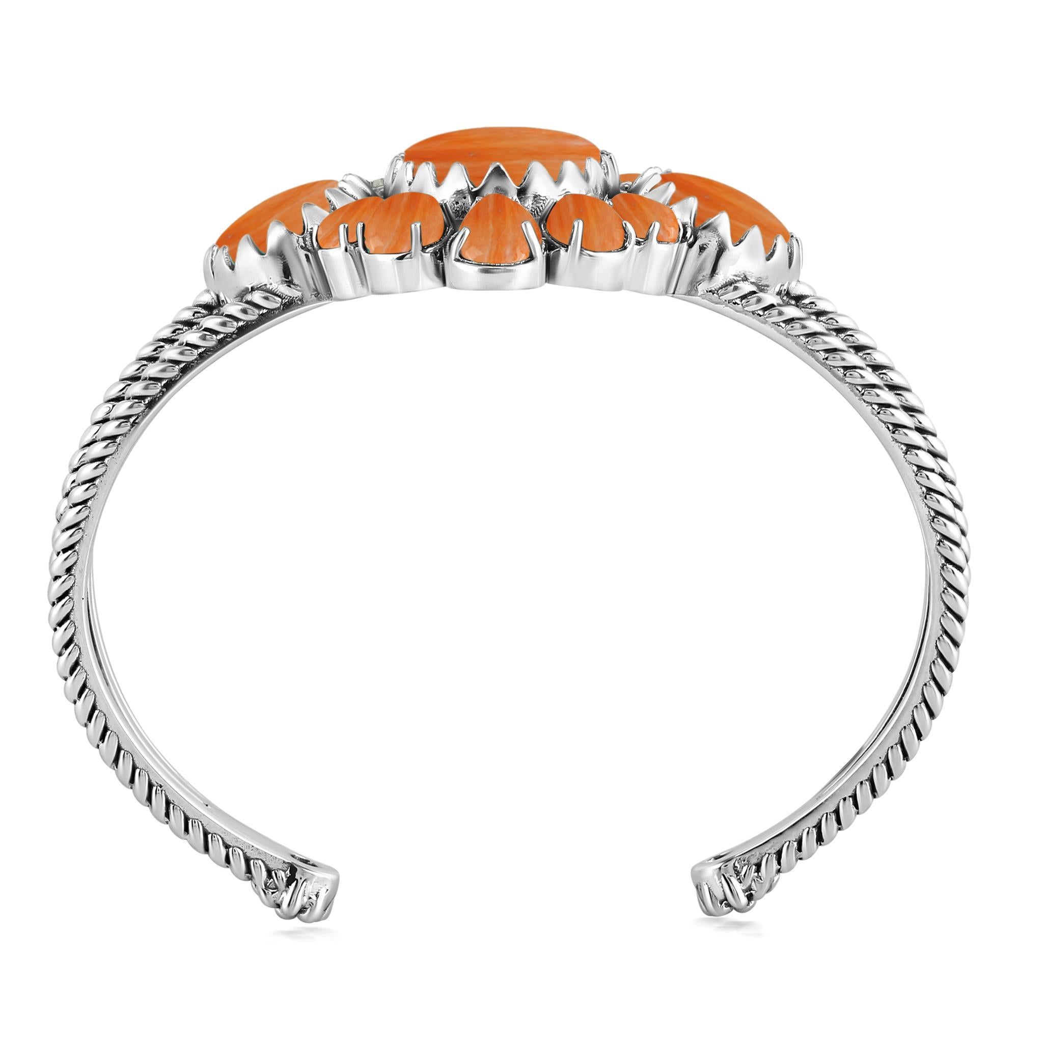American West Sterling Silber Oval und Birne Orange Stachelige Auster Manschette Armband im Zustand „Neu“ im Angebot in New York, NY