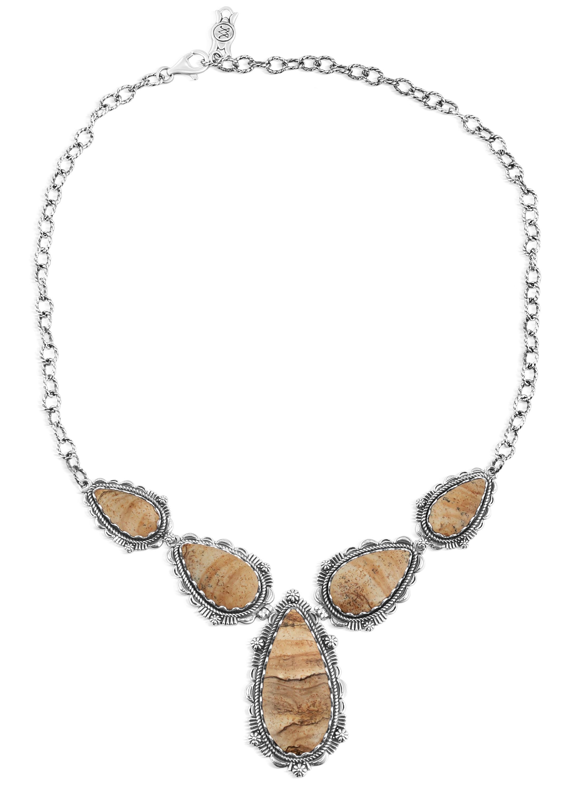 American West - Collana in argento sterling con diaspro a forma di pera, 17 pollici In condizioni Nuovo in vendita a New York, NY