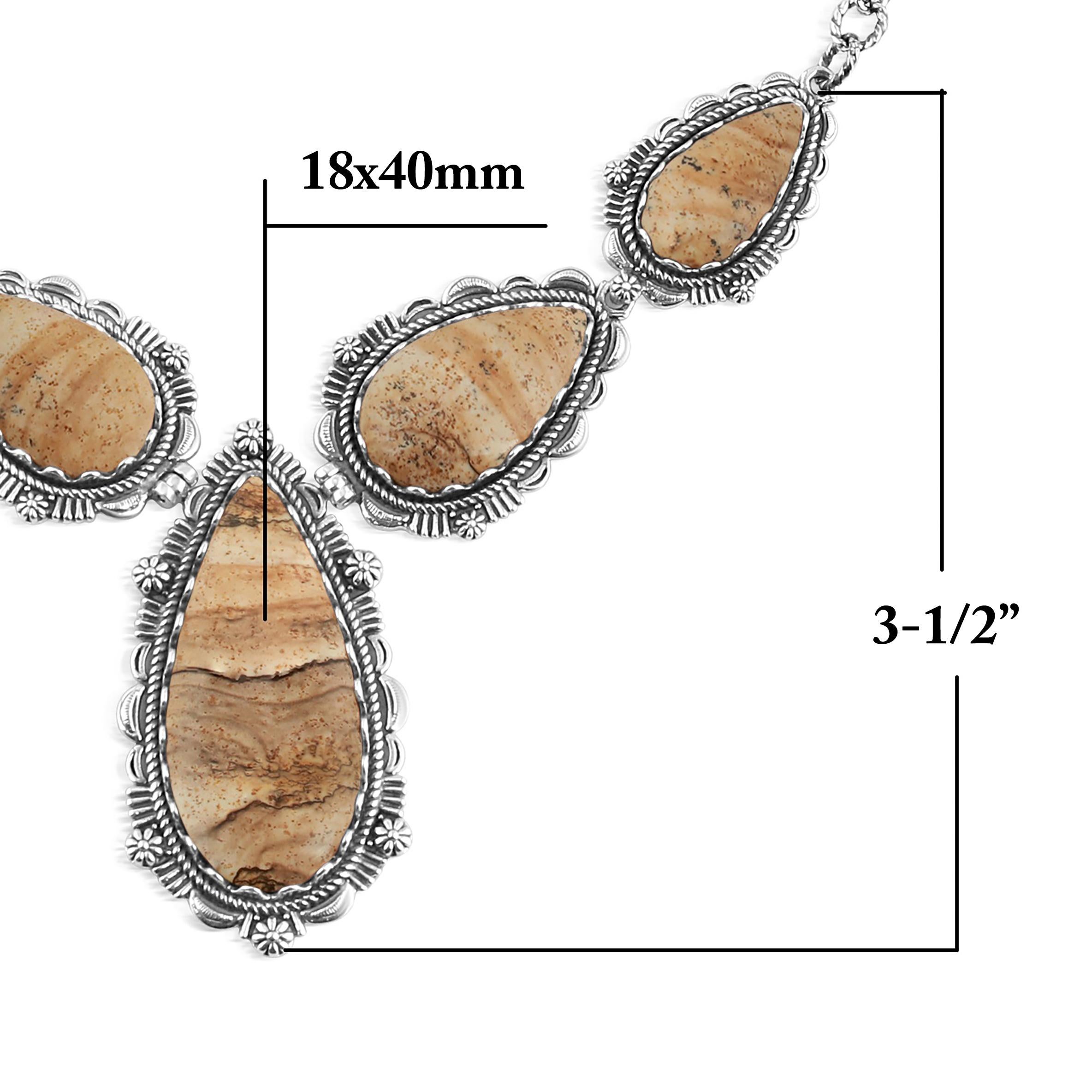 American West - Collana in argento sterling con diaspro a forma di pera, 17 pollici in vendita 1