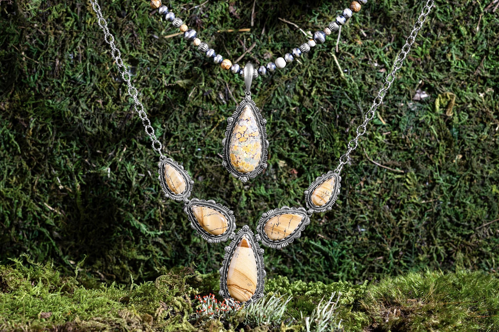 American West - Collana in argento sterling con diaspro a forma di pera, 17 pollici in vendita 2