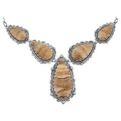 American West - Collana in argento sterling con diaspro a forma di pera, 17 pollici