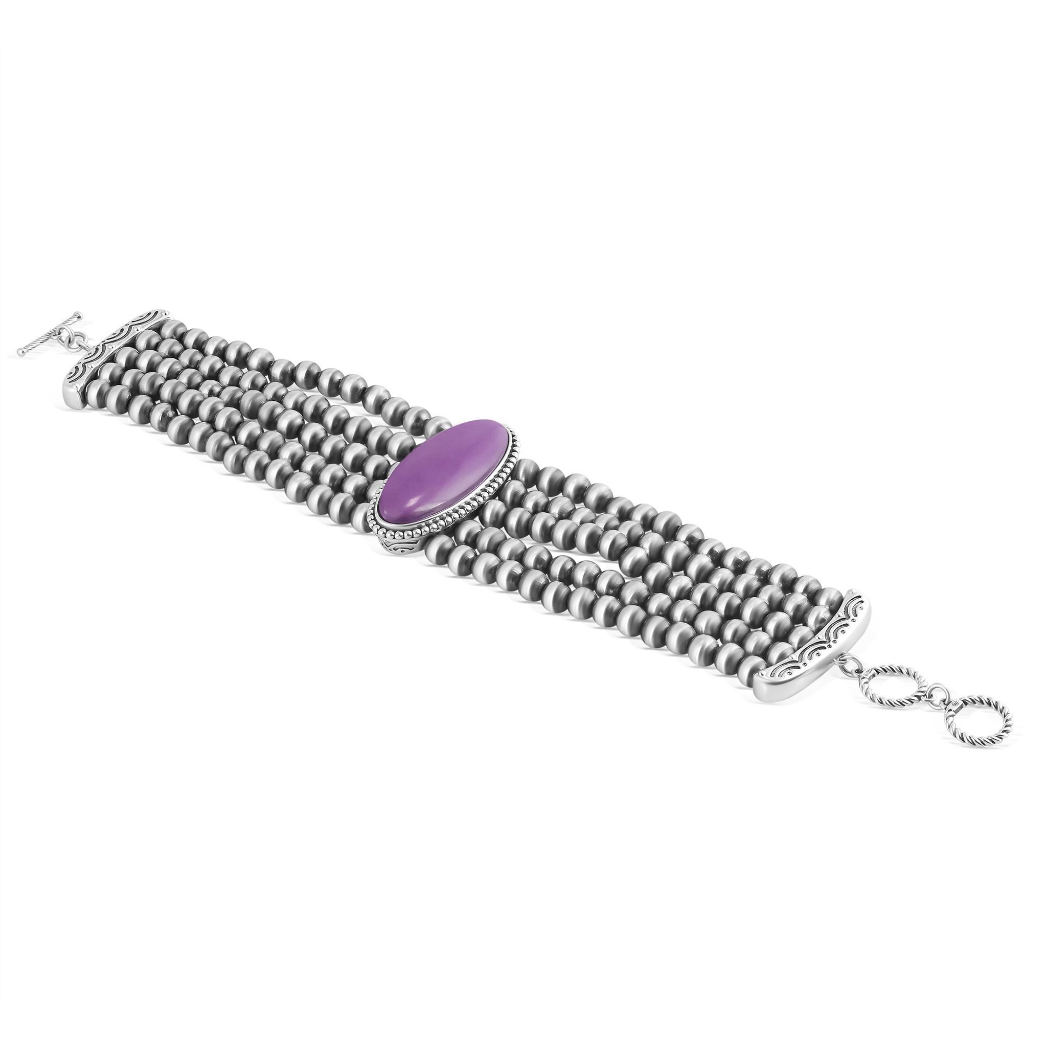 Bracelet Toggle en argent Sterling American West Phosphosiderite Oval Cut Beaded Toggle Bracelet en argent Sterling Phosphosiderite Oval Cut Beaded Neuf - En vente à New York, NY