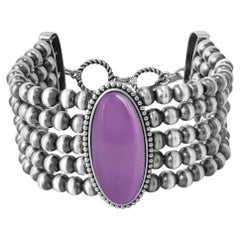AMerican West Sterling Silver Phosphosiderite Oval Cut Beaded Toggle Bracelet