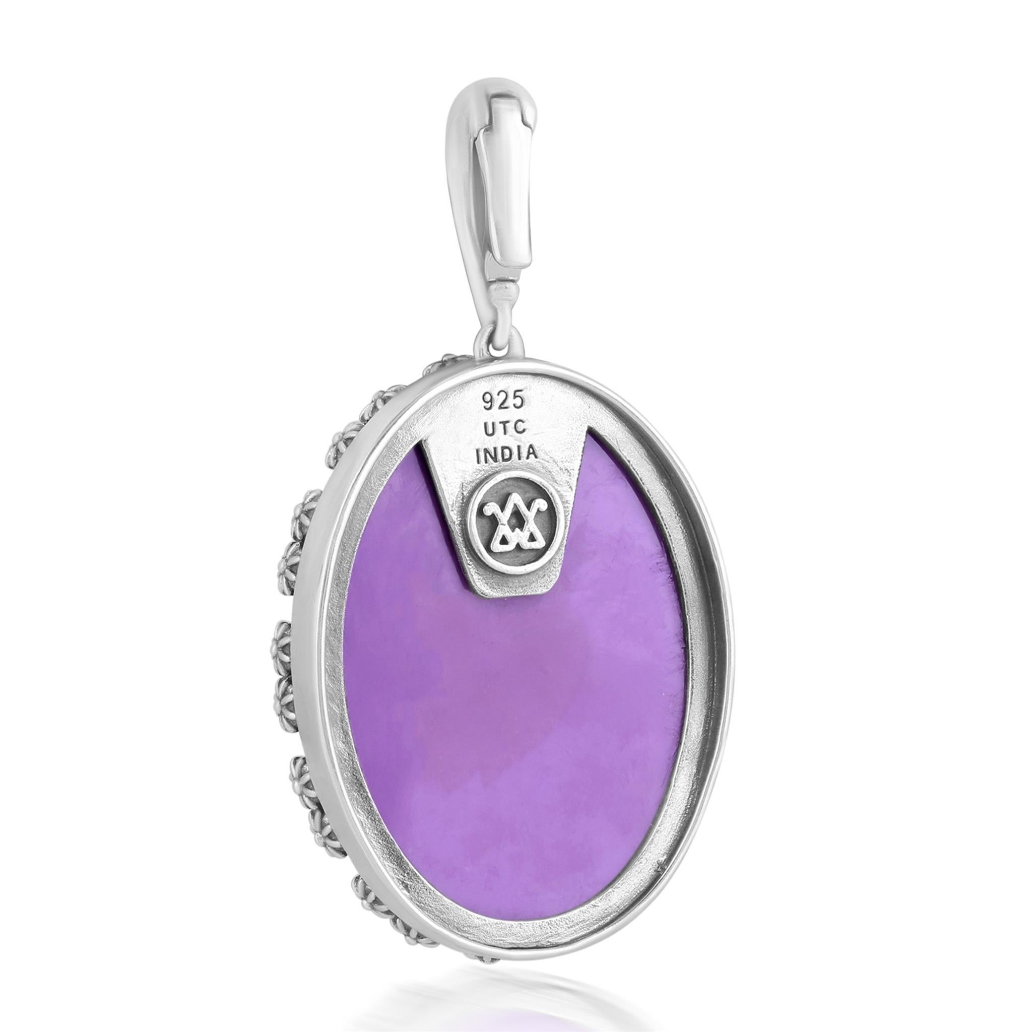 Pendentif ovale en phosphosidérite en argent A Silver Neuf - En vente à New York, NY