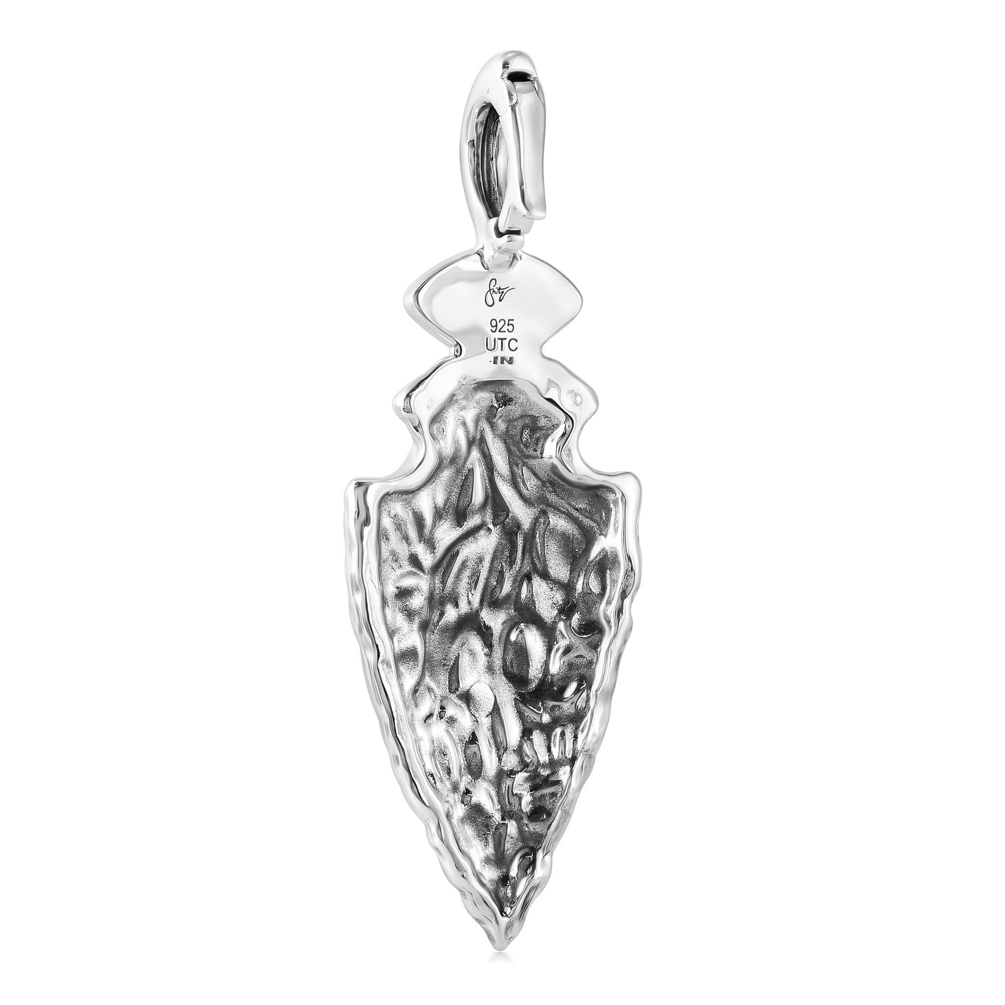 Taille cabochon Pendentif en argent sterling A Silver Jaspe Casuse Arrowhead Enhancer en vente