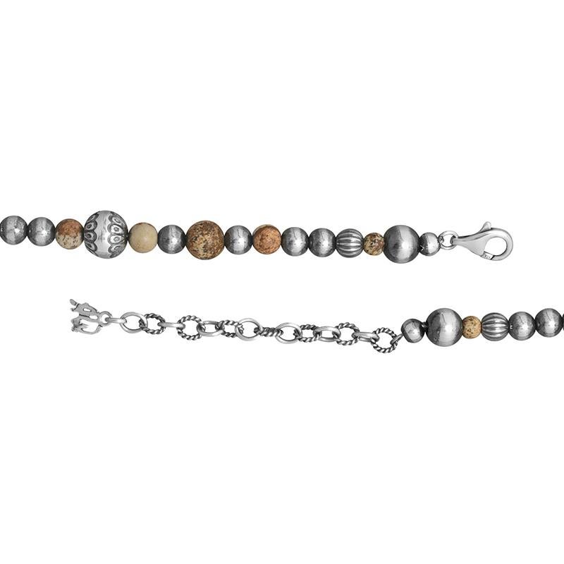 American West Sterling Silber Bild Jaspis Edelstein Multi Beaded Halskette im Zustand „Neu“ im Angebot in New York, NY