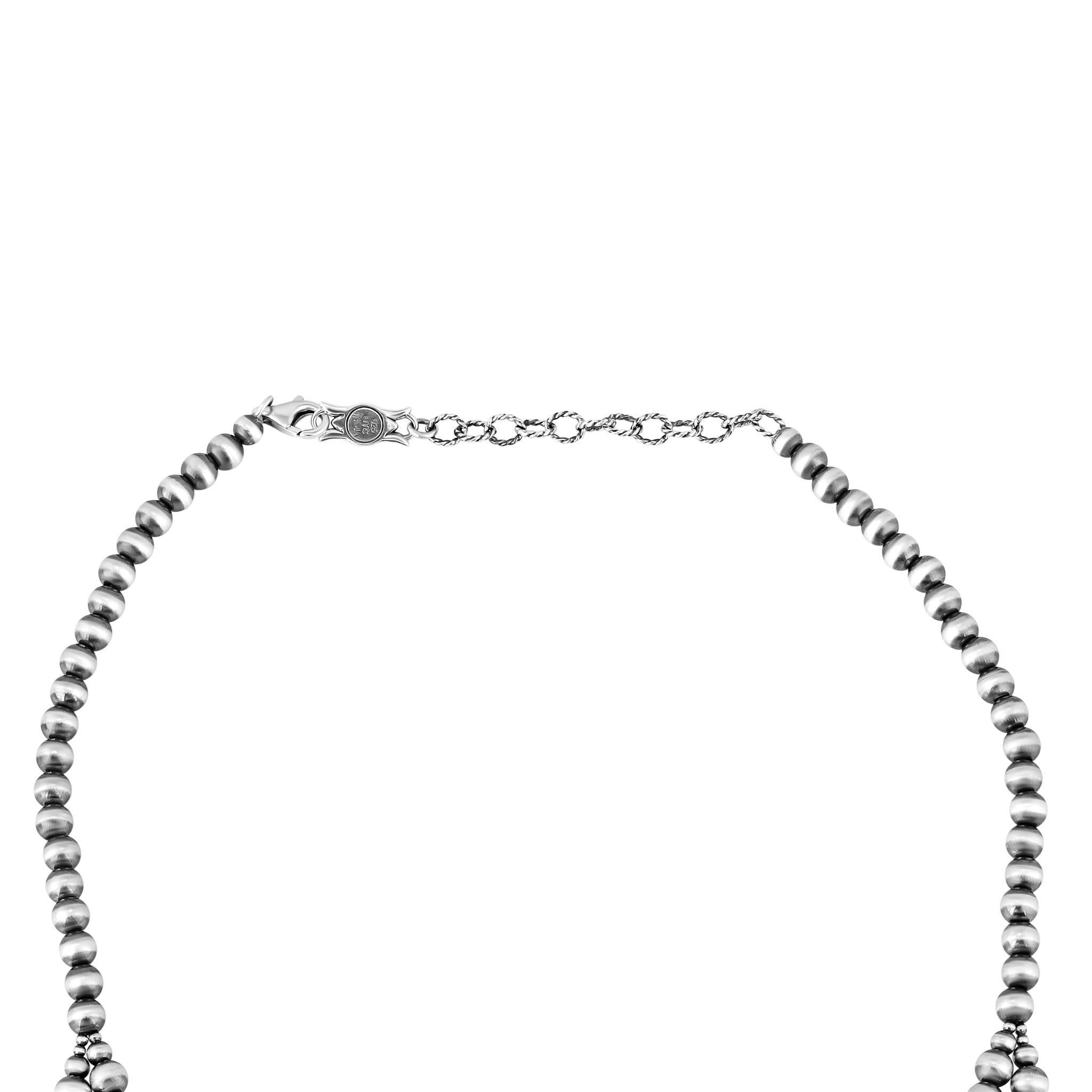 Amérindien Collier en argent sterling A Silver Jaspe Picture Jasper Pear-Cut Squash Blossom (fleurs de courge coupées en poire) en vente