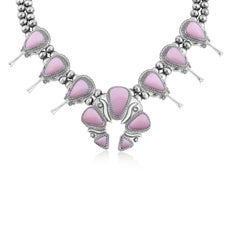 American West Sterling Silver Pink Opal Necklace, 21 to 24 Inches