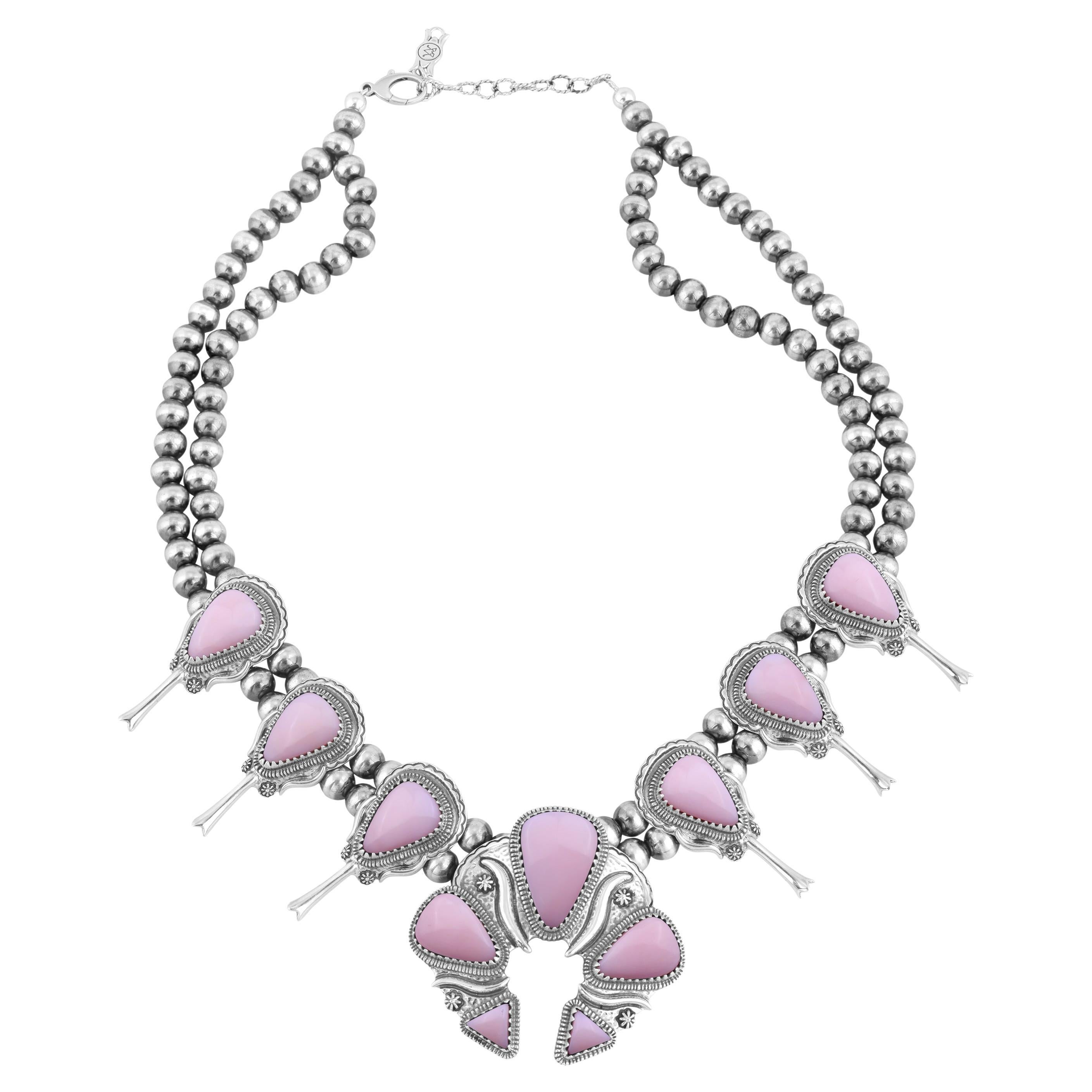 American West Sterling Silver Pink Opal Necklace, 21 to 24 Inches