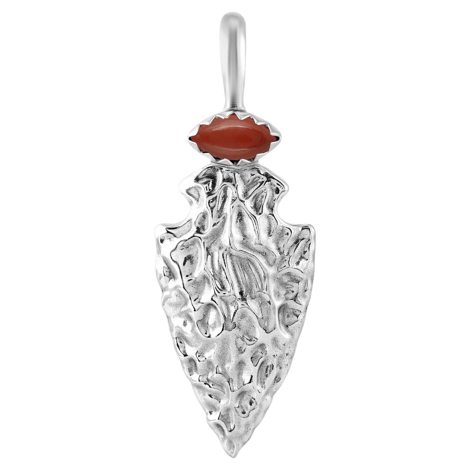 Pendentif pointe de flèche en argent A Silver Jaspe rouge Fritz Casuse