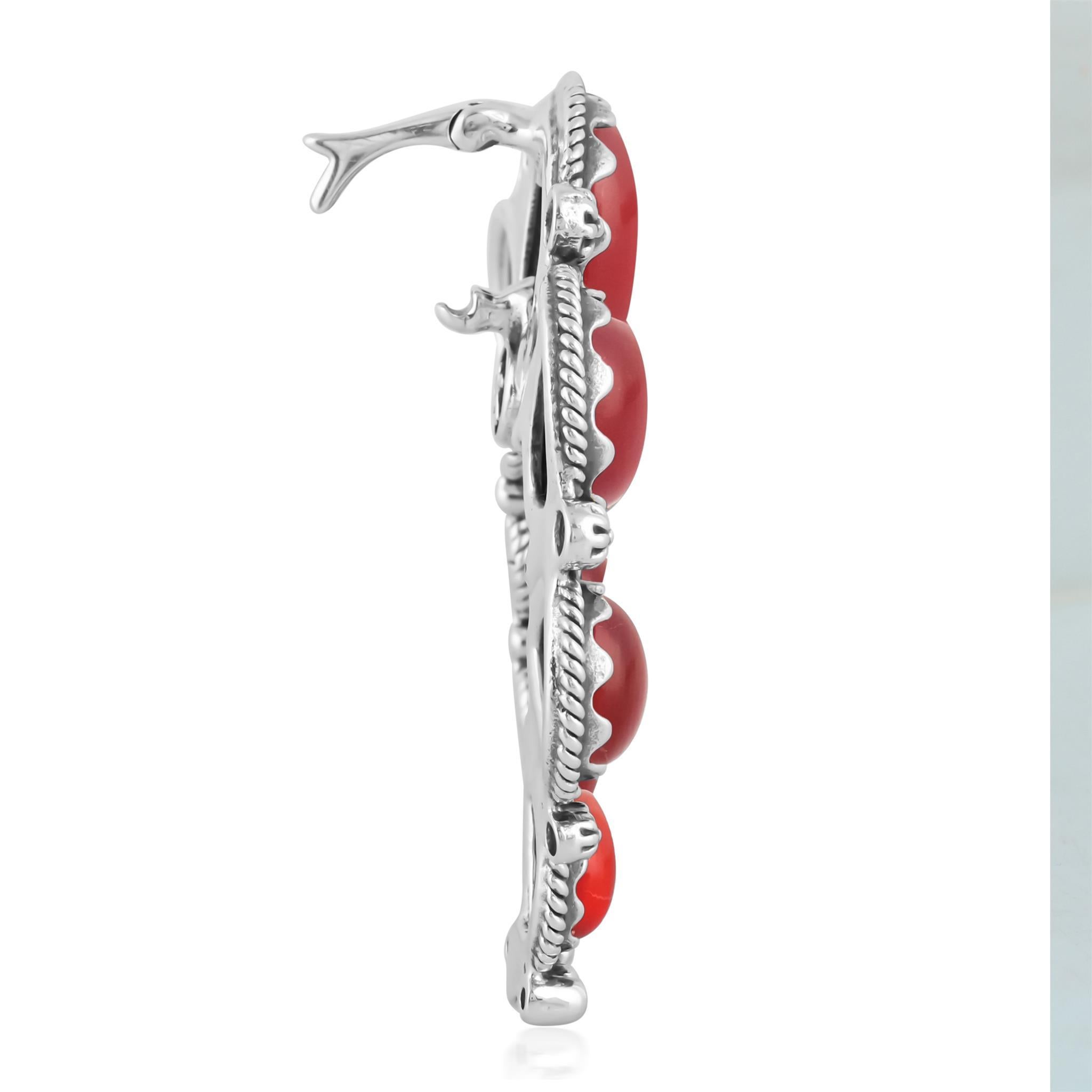 Taille poire Pendentif Naja en argent Sterling American West Red Onyx Gemstone Large en vente