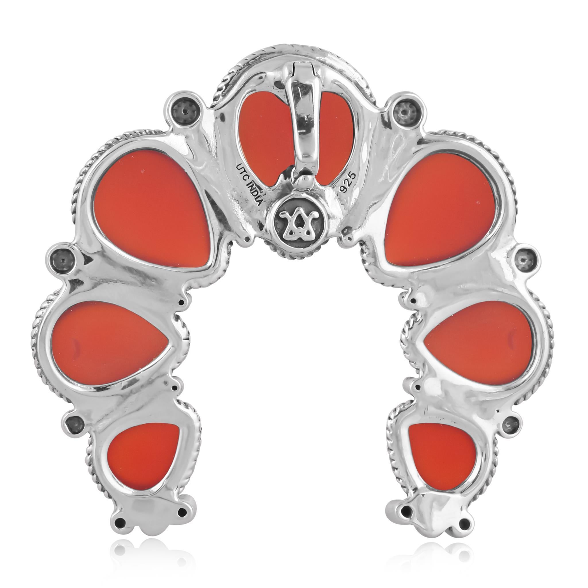 Pendentif Naja en argent Sterling American West Red Onyx Gemstone Large Neuf - En vente à New York, NY