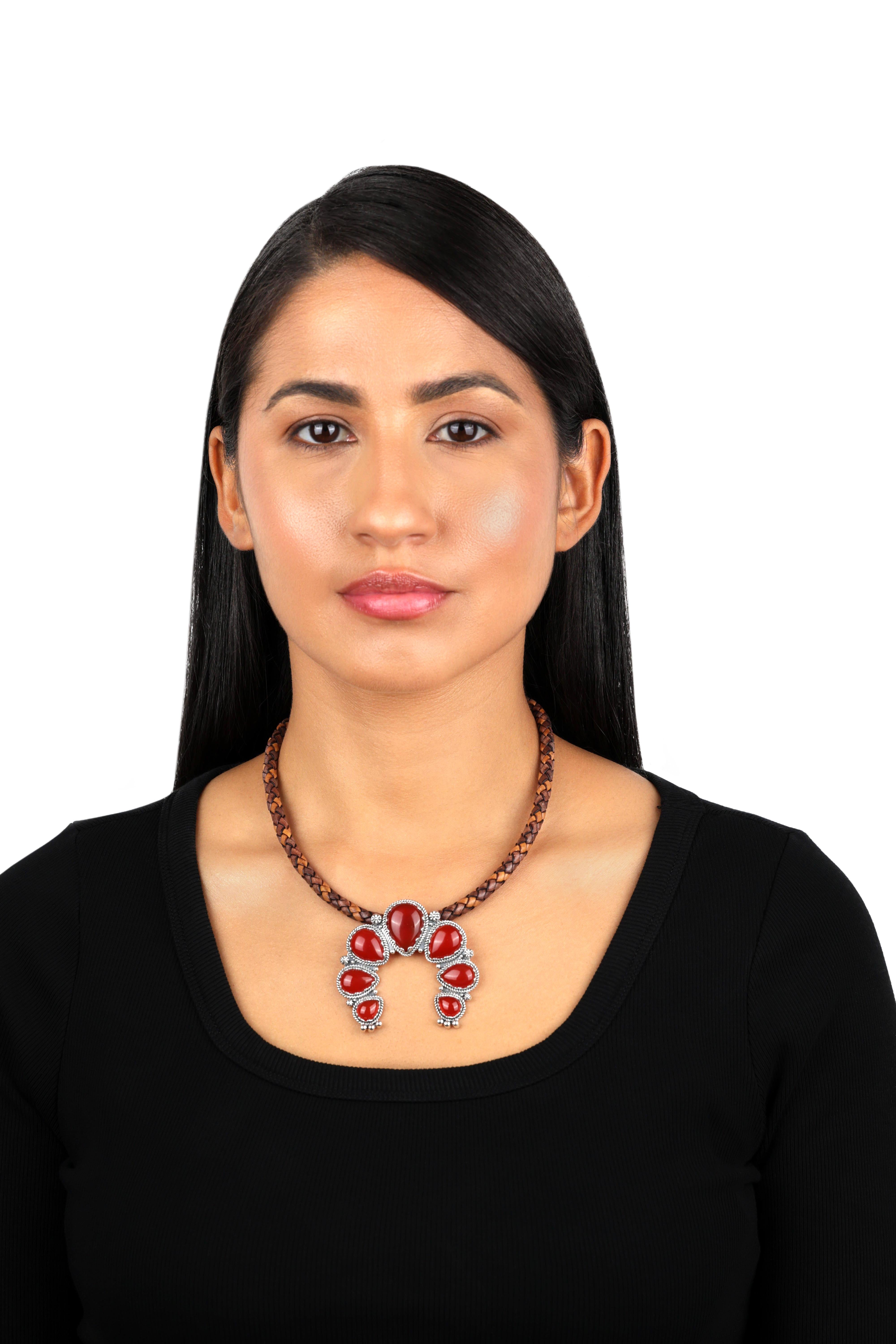 Pendentif Naja en argent Sterling American West Red Onyx Gemstone Large Pour femmes en vente
