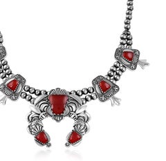 American West Sterling Silver Red Onyx Oyster Necklace, 17 to 20 Inches