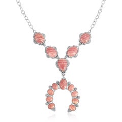 American West Sterling Silver Rhodochrosite V-Shaped Naja Necklace