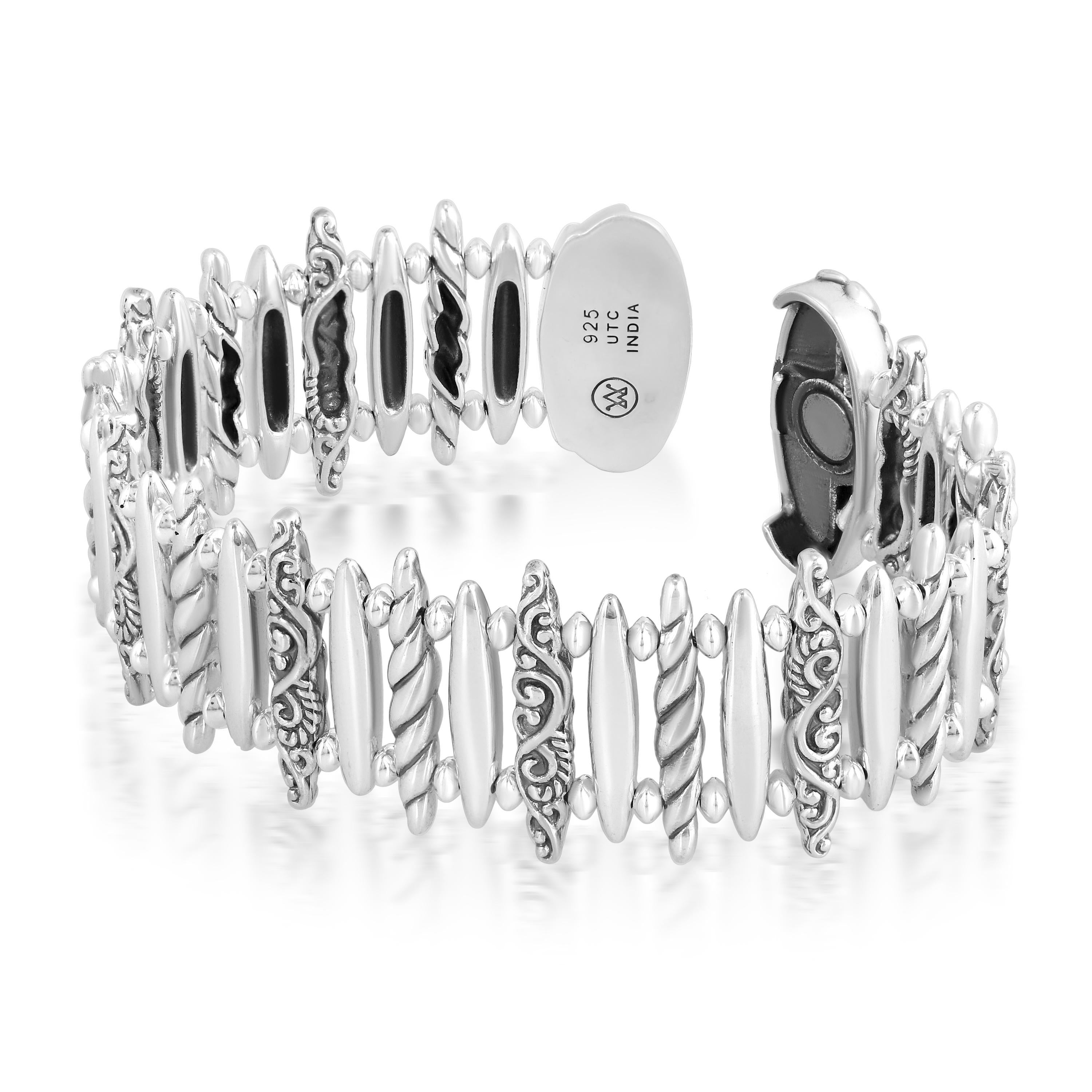 American West Sterling Silber Untertasse Bead Magnetic Armband, Größen Small - Large im Zustand „Neu“ im Angebot in New York, NY