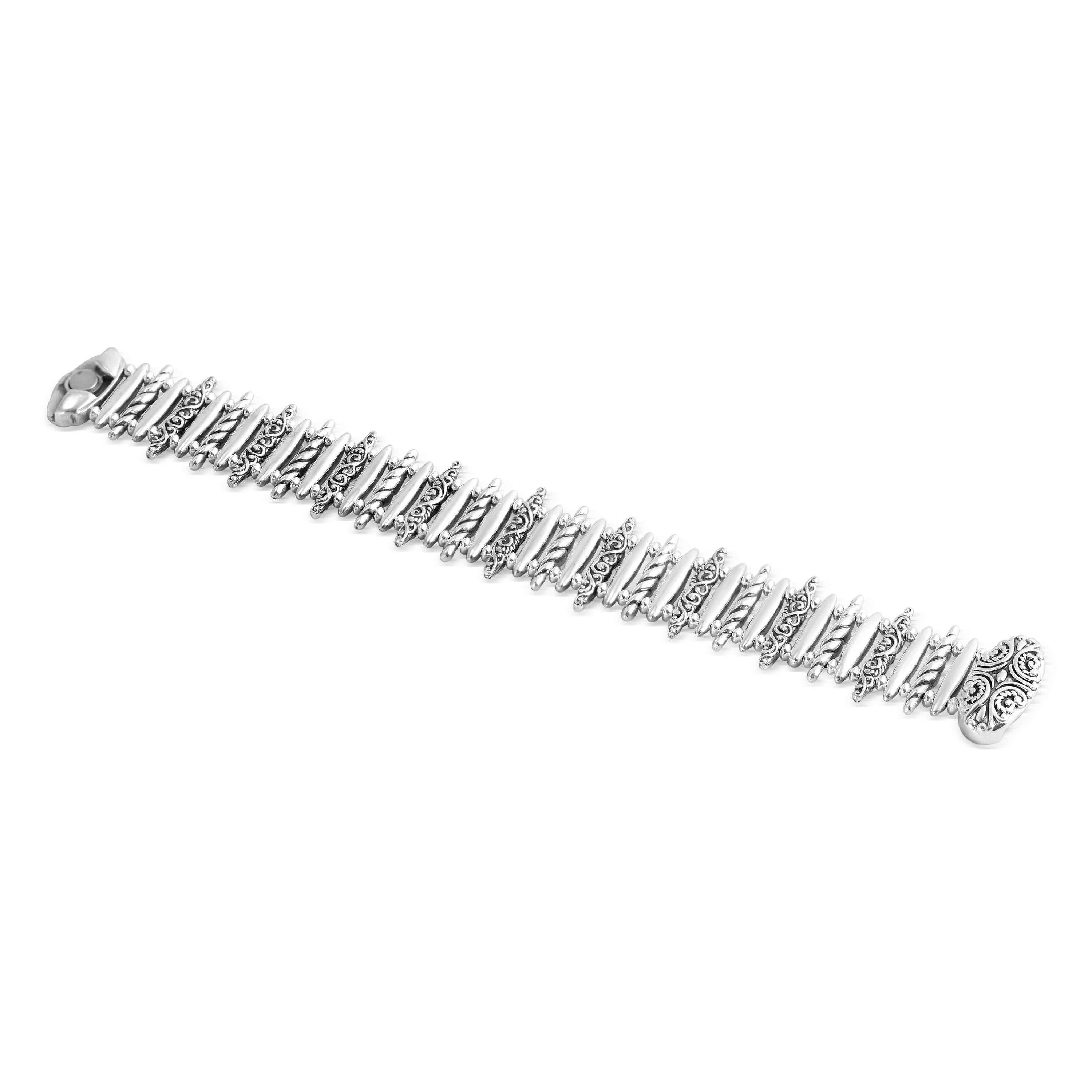 American West Sterling Silber Untertasse Bead Magnetic Armband, Größen Small - Large im Angebot 2
