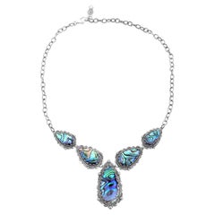 American West Sterling Silver Shell Pear-Shaped Statement Necklace, 20 Inches