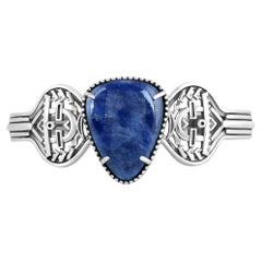 American West Sterling Silver Sodalite Fritz Casuse Triangle Cuff Bracelet