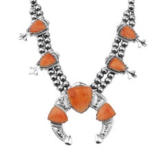 American West Sterling Silver Spiny Oyster Statement Necklace, 18 to 21 Inches