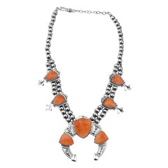American West Sterling Silver Spiny Oyster Statement Necklace, 18 to 21 Inches