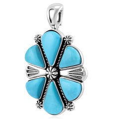 American West Sterling Silver Turquoise 6-Stone Triangular Pendant Enhancer