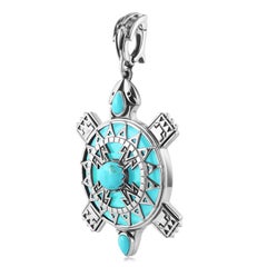 AMerican West Sterling Silver Turquoise Fritz Casuse Turtle Pendant Enhancer