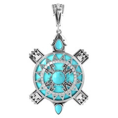 AMerican West Sterling Silver Turquoise Fritz Casuse Turtle Pendant Enhancer