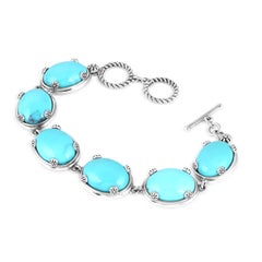 American West Sterling Silver Turquoise Oval Cabochon Toggle Bracelet, Small
