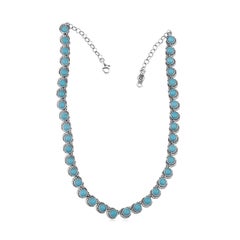 American West Sterling Silver Turquoise Round Cabochon Necklace, 20 Inches