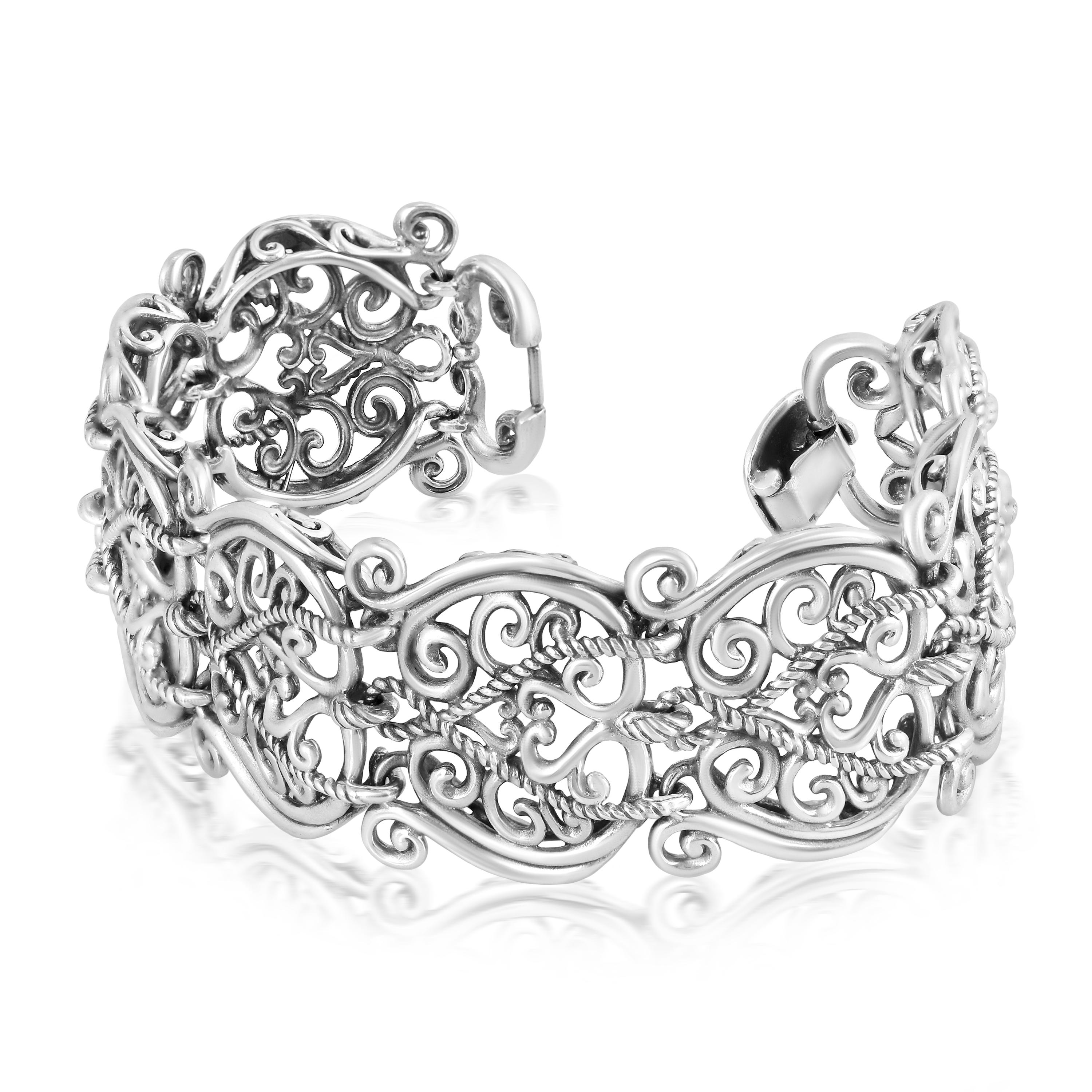 Bracciale largo in filigrana in argento Sterling American West, taglie da piccola a grande in vendita 1