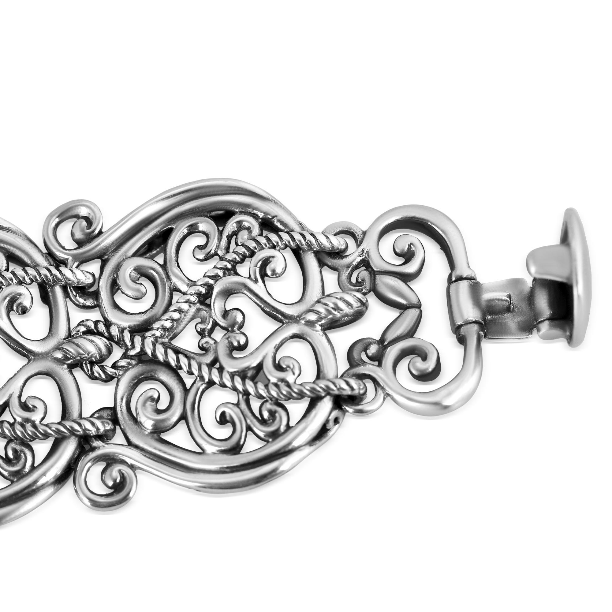Bracciale largo in filigrana in argento Sterling American West, taglie da piccola a grande in vendita 2
