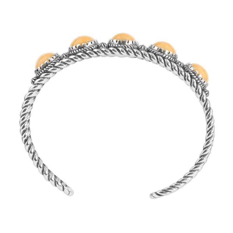 Brazalete de 5 piedras de jaspe amarillo del oeste americano de plata de ley en Nuevo estado para la venta en New York, NY