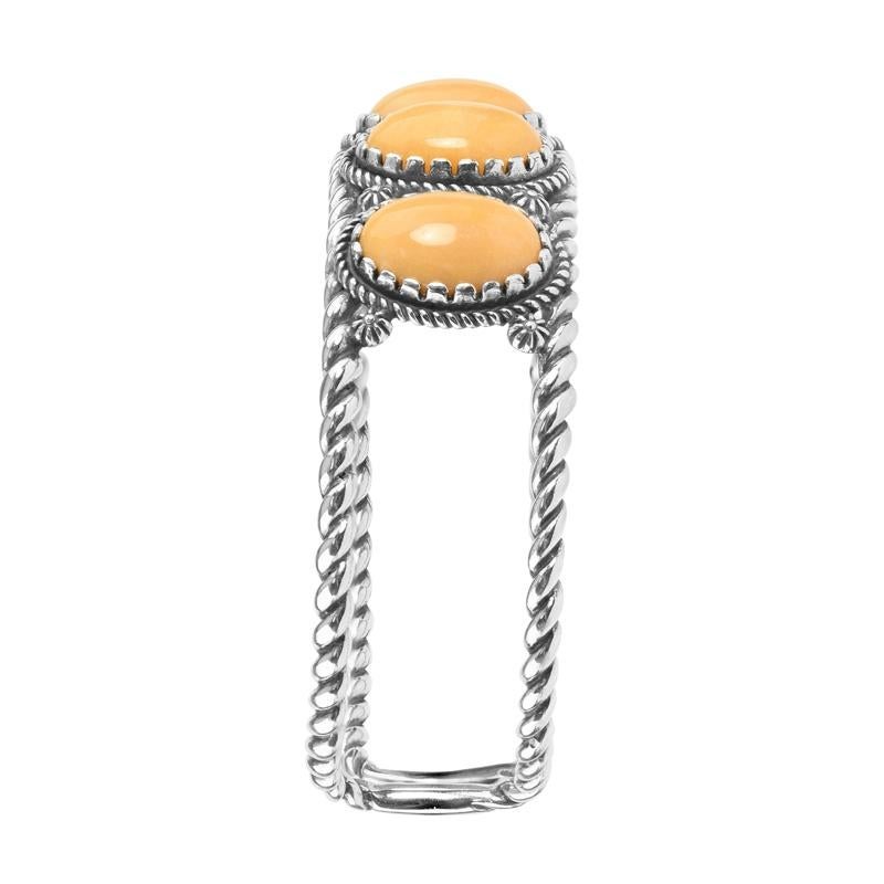 De las mujeres Brazalete de 5 piedras de jaspe amarillo del oeste americano de plata de ley en venta