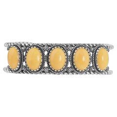 Bracelet manchette en argent sterling avec 5 pierres en jaspe jaune