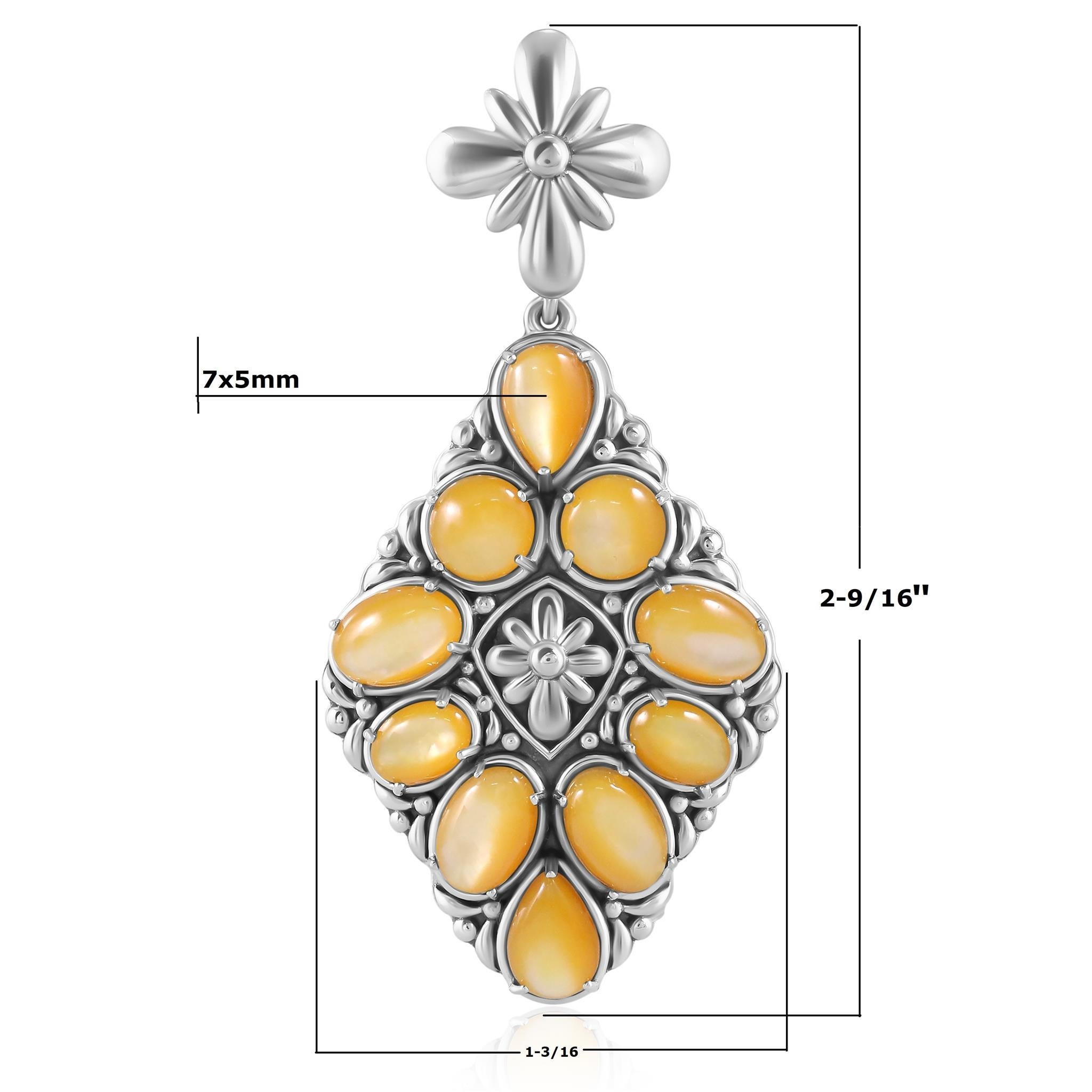 Pendentif nacre jaune en argent sterling American West Neuf - En vente à New York, NY